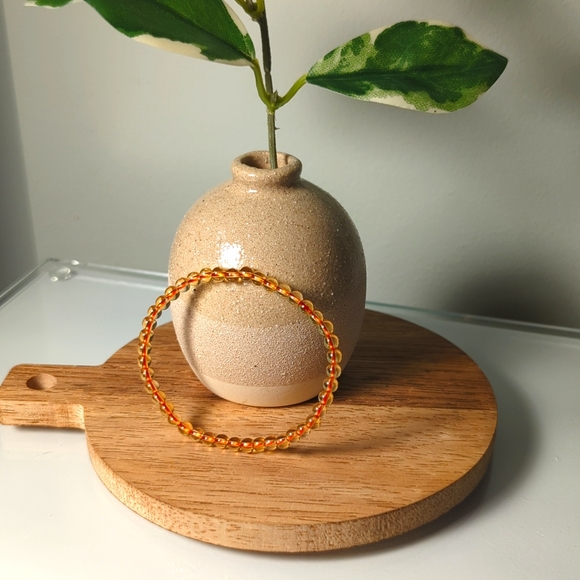 Citrine Beaded Stretch Bracelet 4mm - New - Picture 2 of 2